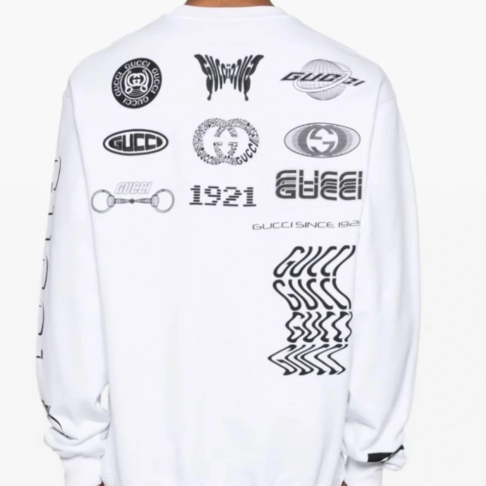 Gucci Black and White Graphic Crewneck Sweater